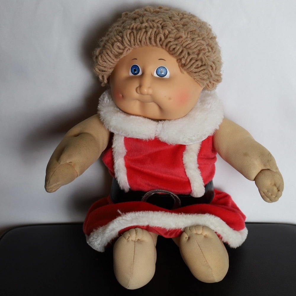 Cabbage Patch Kid Doll Brown Blue Eyes Dimples Short Hair 80's Vintage